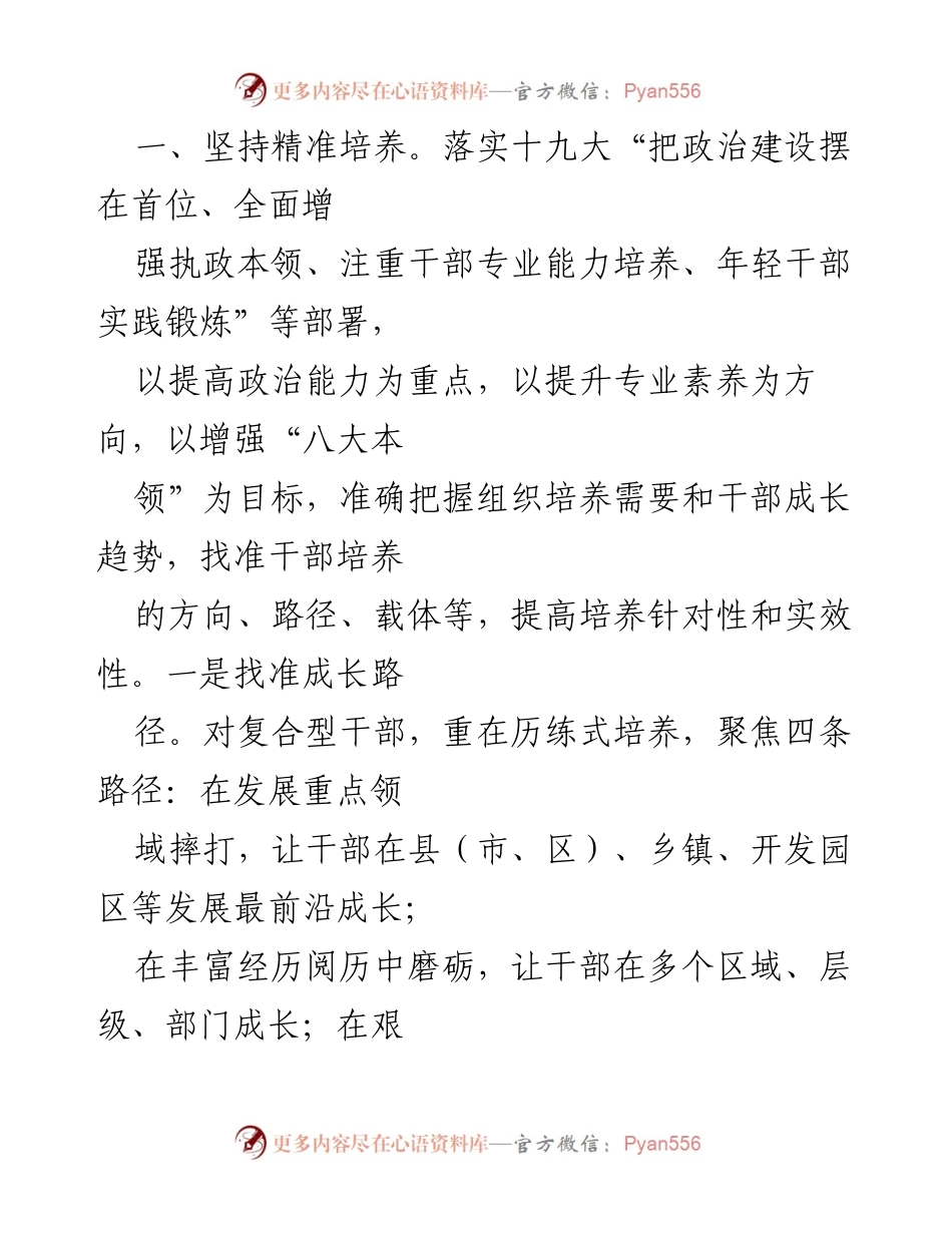 [工作总结] 干部队伍建设会议 - 高素质专业化干部队伍建设的精准培养与管理策略.docx_第2页