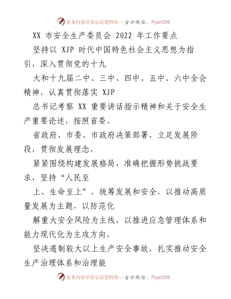 [工作总结] 安全生产委员会 - 2022 年安全生产工作要点与责任体系建设.docx_第1页