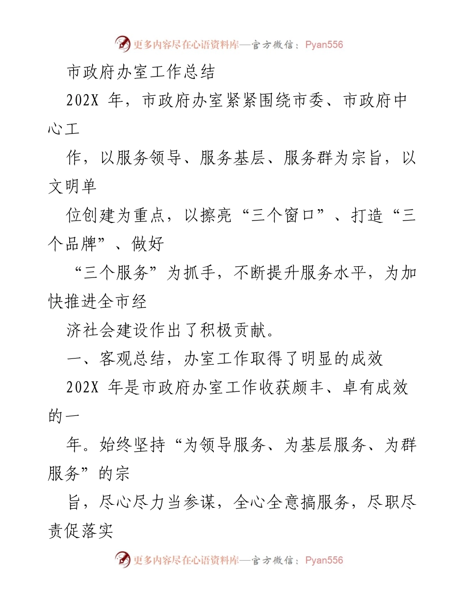 [工作总结] 市政府办室 - 202X年市政府办室工作总结与成效分析.docx_第1页
