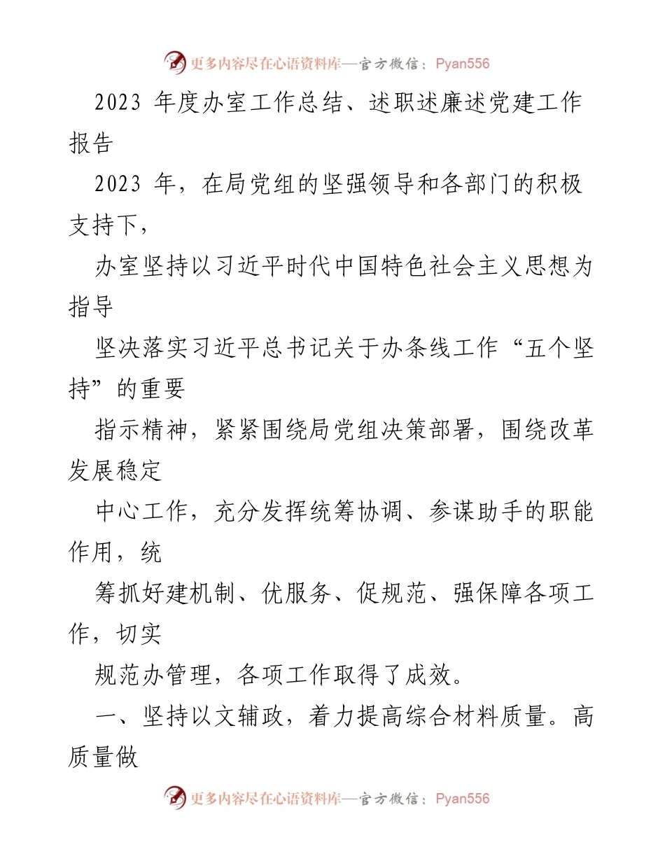 [工作总结] 年度工作总结 - 2023年度办室工作总结与述职报告_2.docx_第1页
