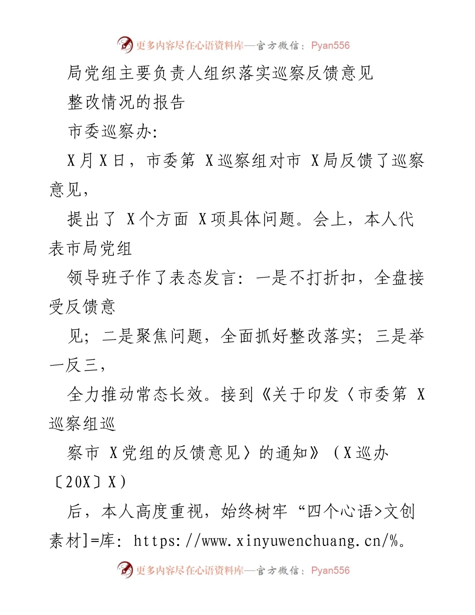 [工作总结] 巡察整改会议 - 巡察反馈意见整改工作总结报告.docx_第1页