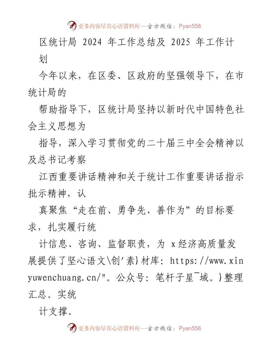 [工作总结] 年度工作报告 - 2024年统计局工作总结与2025年工作计划.docx_第1页