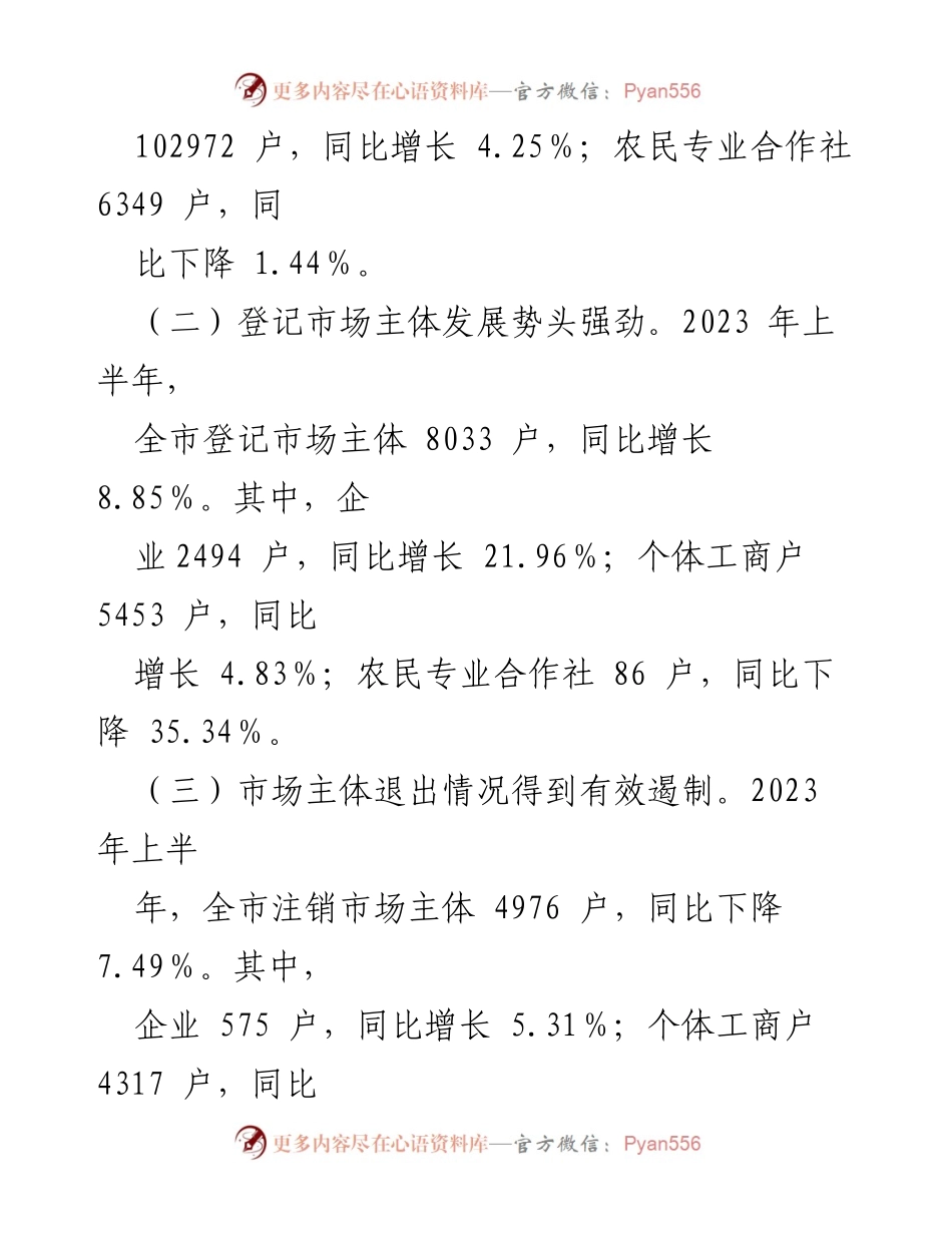 [工作总结] 市场主体发展 - 2023年上半年XX市市场主体发展情况报告.docx_第2页
