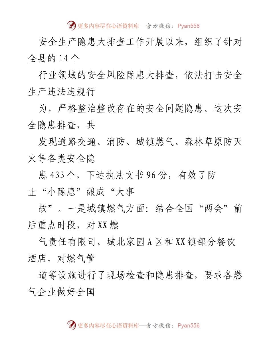 [工作总结] 安全生产 - 安全隐患大排查工作开展情况报告.docx_第2页