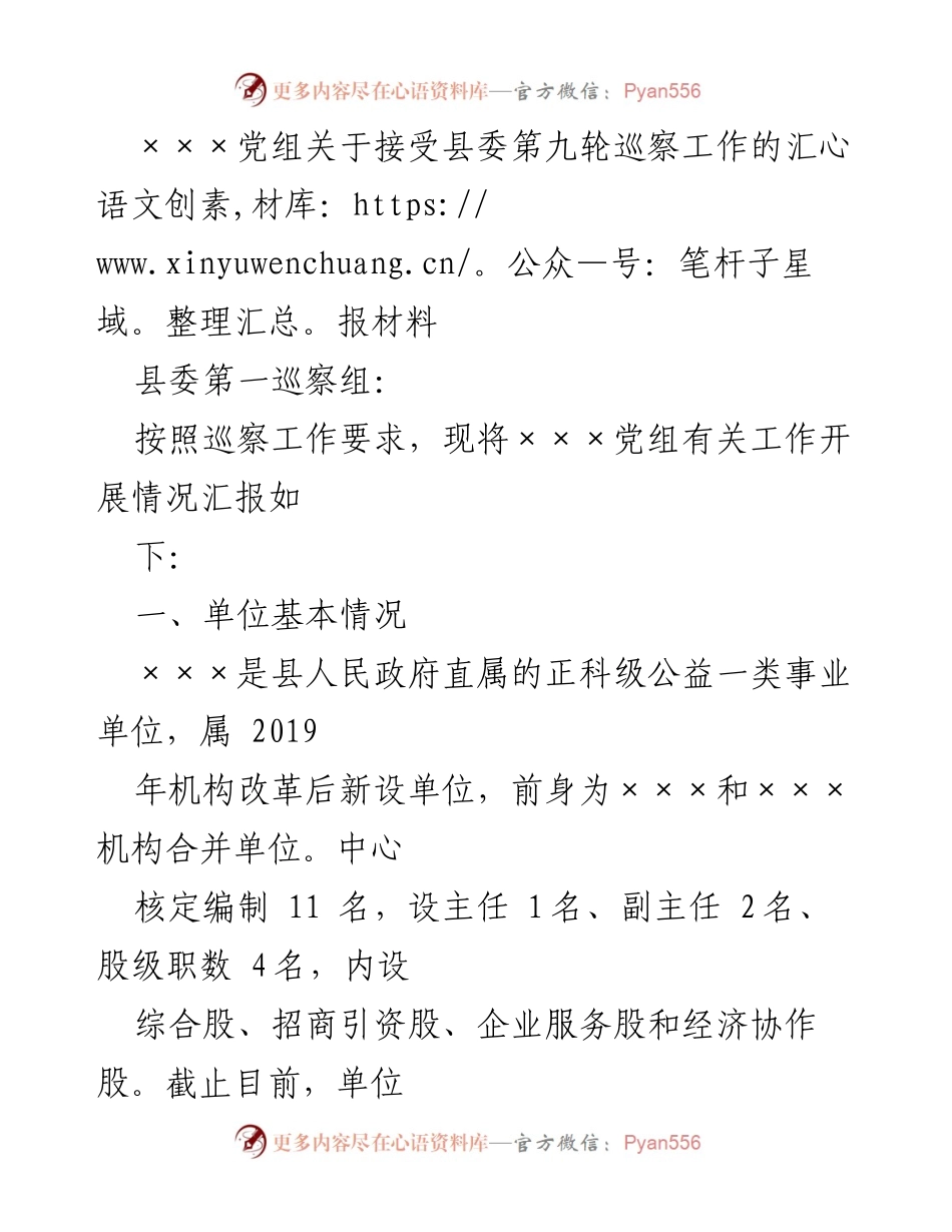 [工作总结] 巡察工作 - ×××党组巡察工作汇报及自查情况总结.docx_第1页