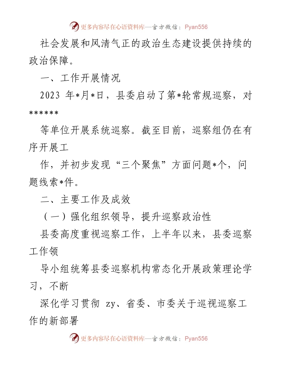 [工作总结] 巡察工作 - 2023年上半年巡察工作总结与成效分析.docx_第2页