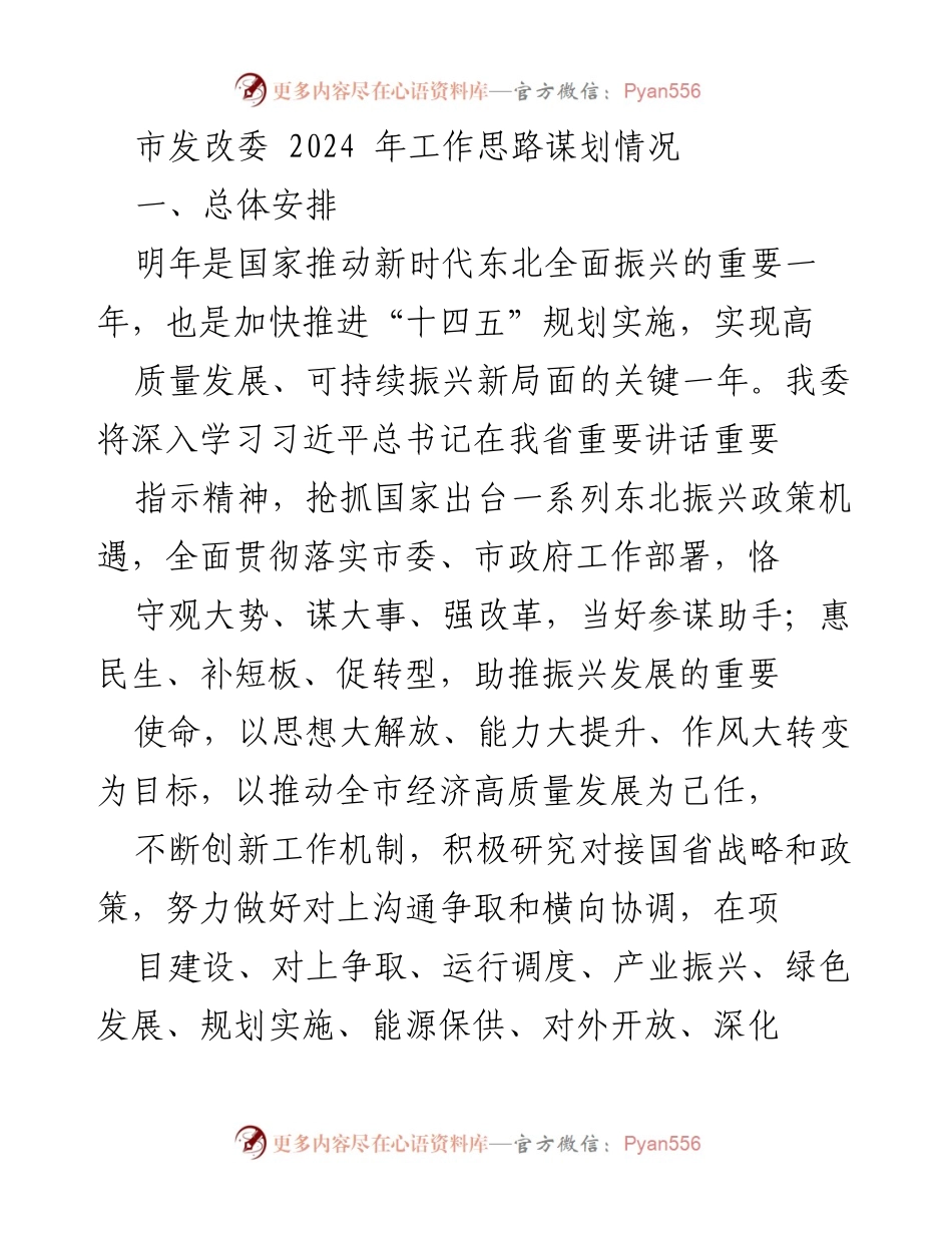 [工作总结] 市发改委 - 2024年工作思路与重点任务规划_2.docx_第1页