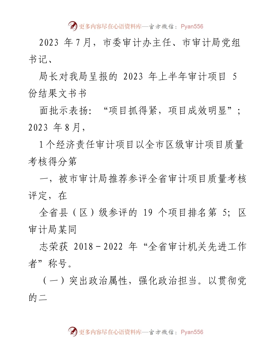 [工作总结] 审计局 - 2023 年第三季度审计工作开展情况报告.docx_第2页