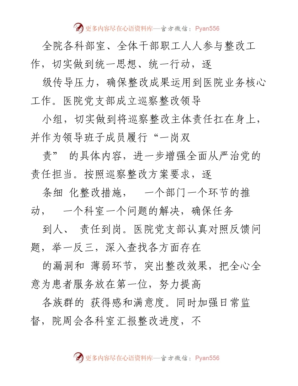 [工作总结] 巡察整改 - 市人民医院党支部巡察整改进展情况报告.docx_第2页