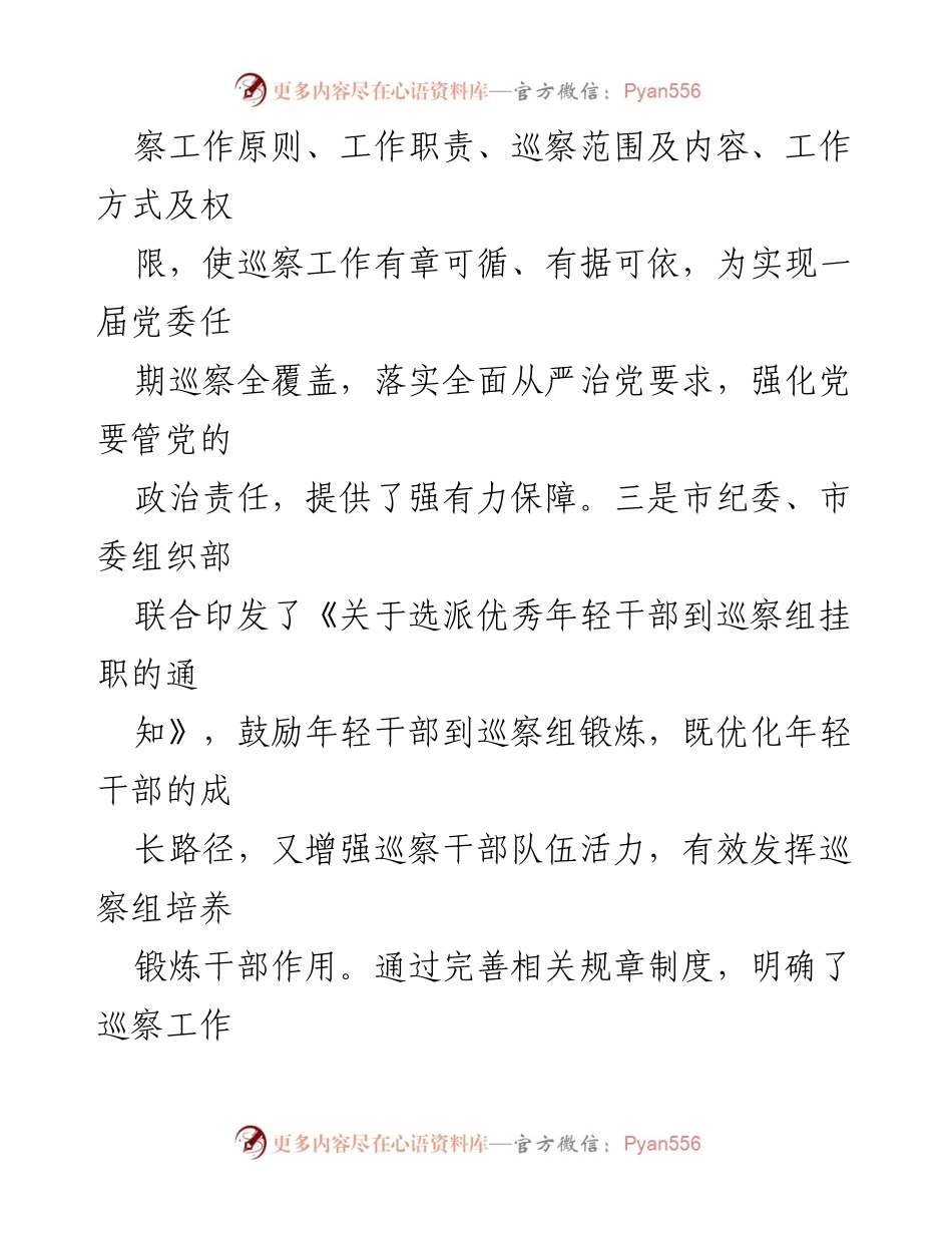 [工作总结] 巡察工作 - 强化巡察工作规范性与人才保障的总结报告.docx_第2页