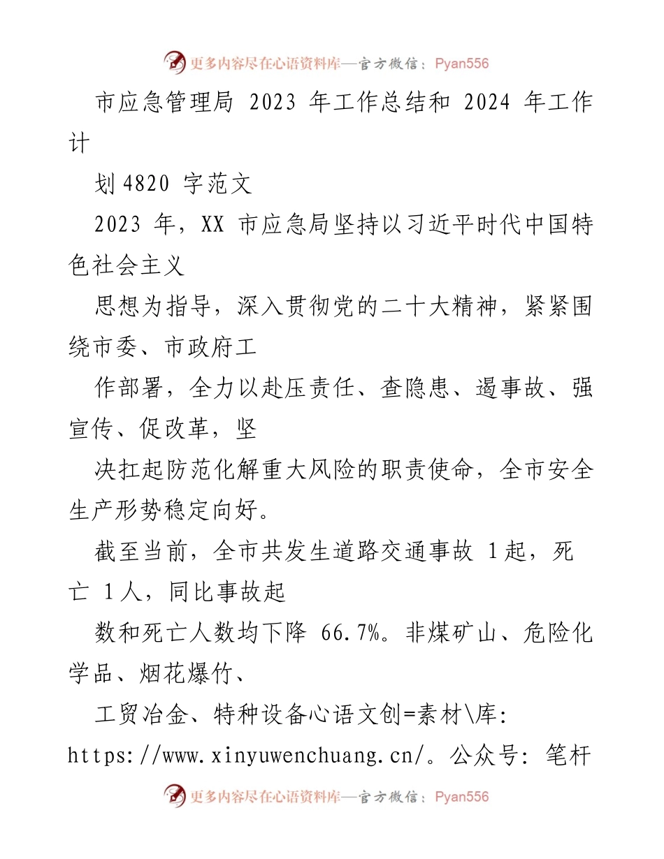 [工作总结] 市应急管理局 - 2023年工作总结及2024年工作计划.docx_第1页