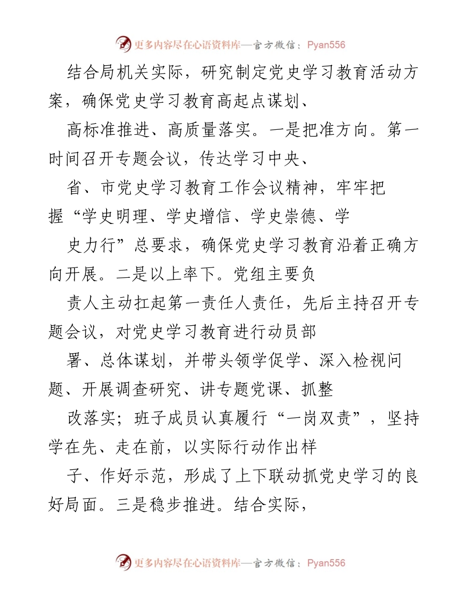 [工作总结] 市委巡察 - X局党史学习教育开展情况总结报告.docx_第2页