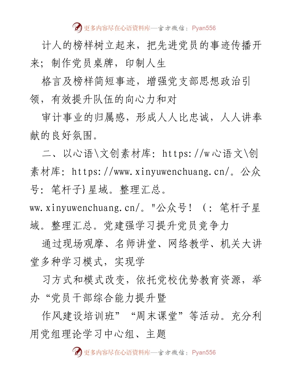 [工作总结] 审计局 - 打造“五彩党建”品牌，提升队伍综合能力.docx_第2页