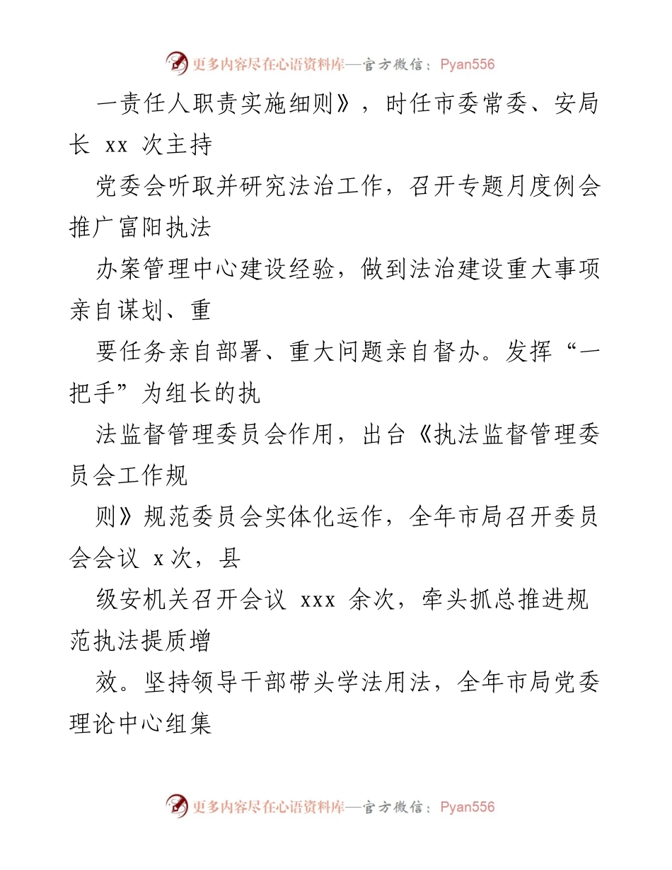 [工作总结] 年度工作汇报 - xx市安局202X年度法治政府建设工作总结报告.docx_第2页