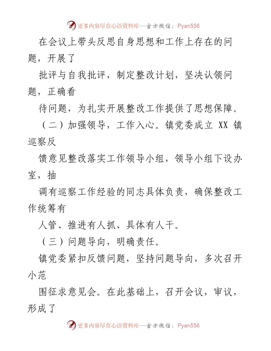 [工作总结] 巡察整改 - X县X镇委员会巡察整改情况报告.docx_第2页