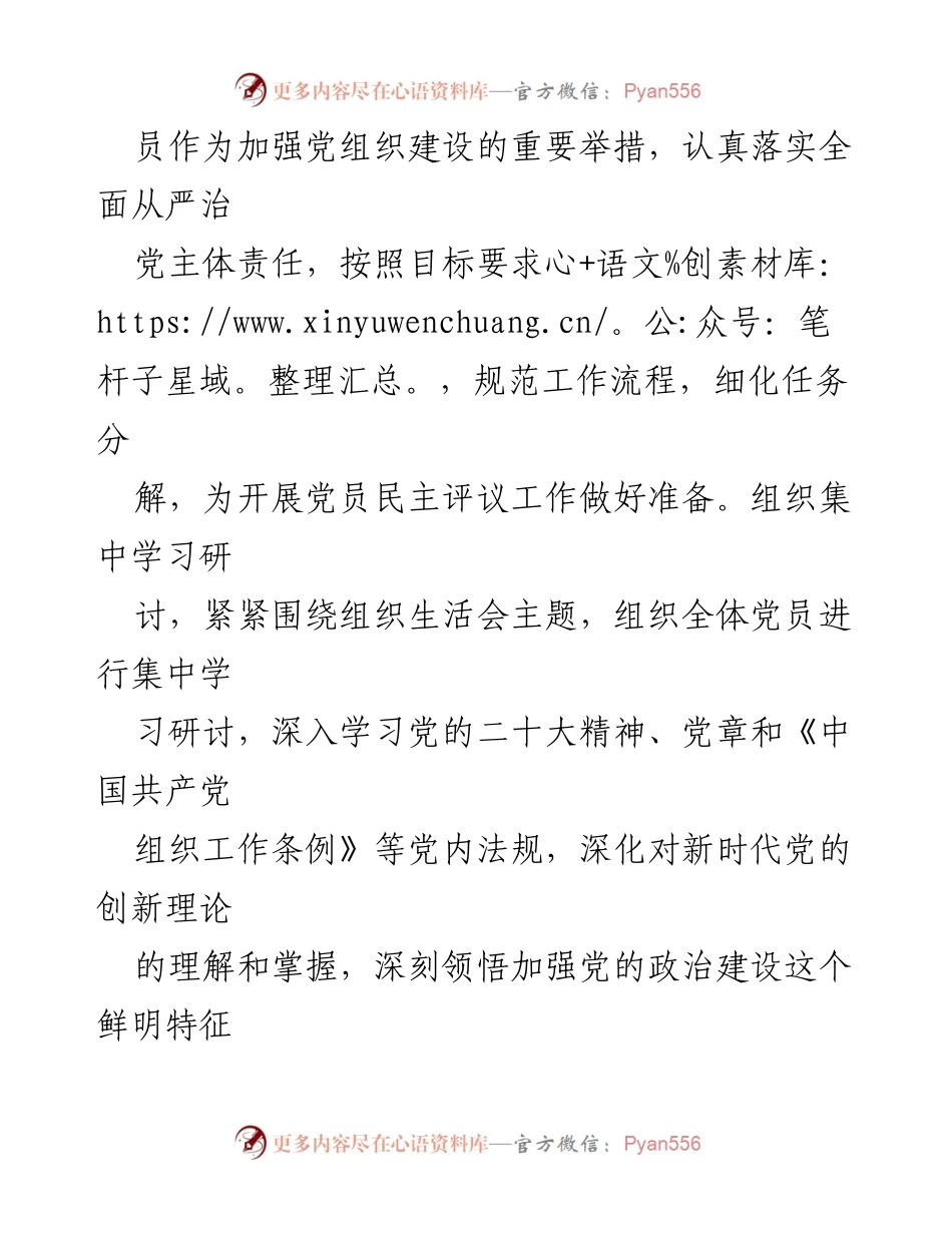 [工作总结] 市财政局纪委党支部 - 2023年度民主评议党员工作总结报告.docx_第2页
