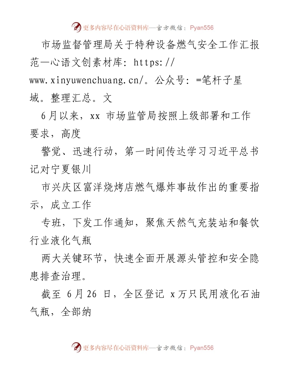 [工作总结] 市场监督管理局 - 特种设备燃气安全工作汇报与整改措施_1.docx_第1页