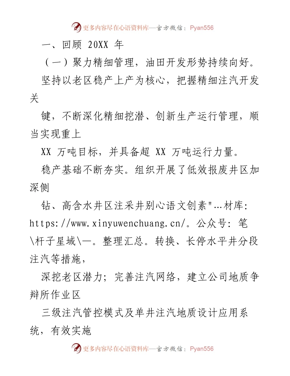 [工作总结] 年度总结 - 20XX年油田公司工作总结与发展回顾.docx_第2页