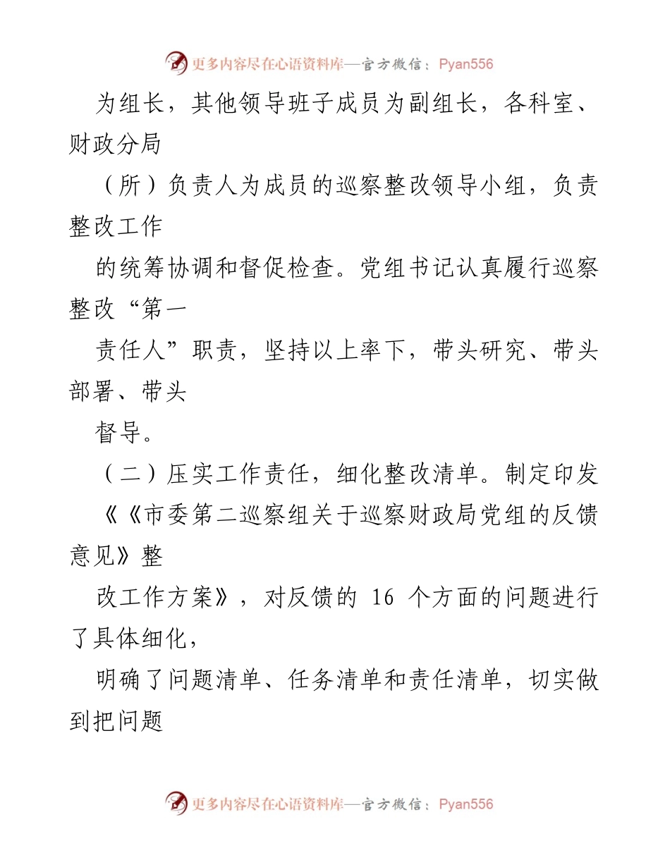 [工作总结] 巡察整改 - X市财政局巡察整改进展情况报告.docx_第2页
