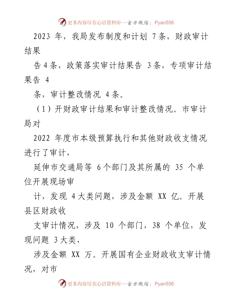 [工作总结] 市审计局 - 2023年政务公开工作总结报告_1.docx_第2页