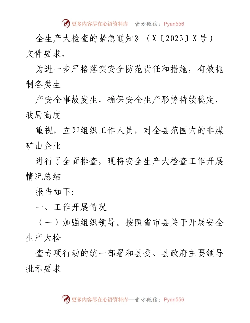 [工作总结] 安全生产大检查 - 非煤矿山安全生产大检查专项行动工作总结报告.docx_第2页
