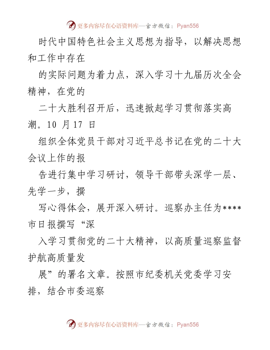 [工作总结] 市委巡察机构 - 2022年市委巡察机构党支部自身建设情况汇报.docx_第2页