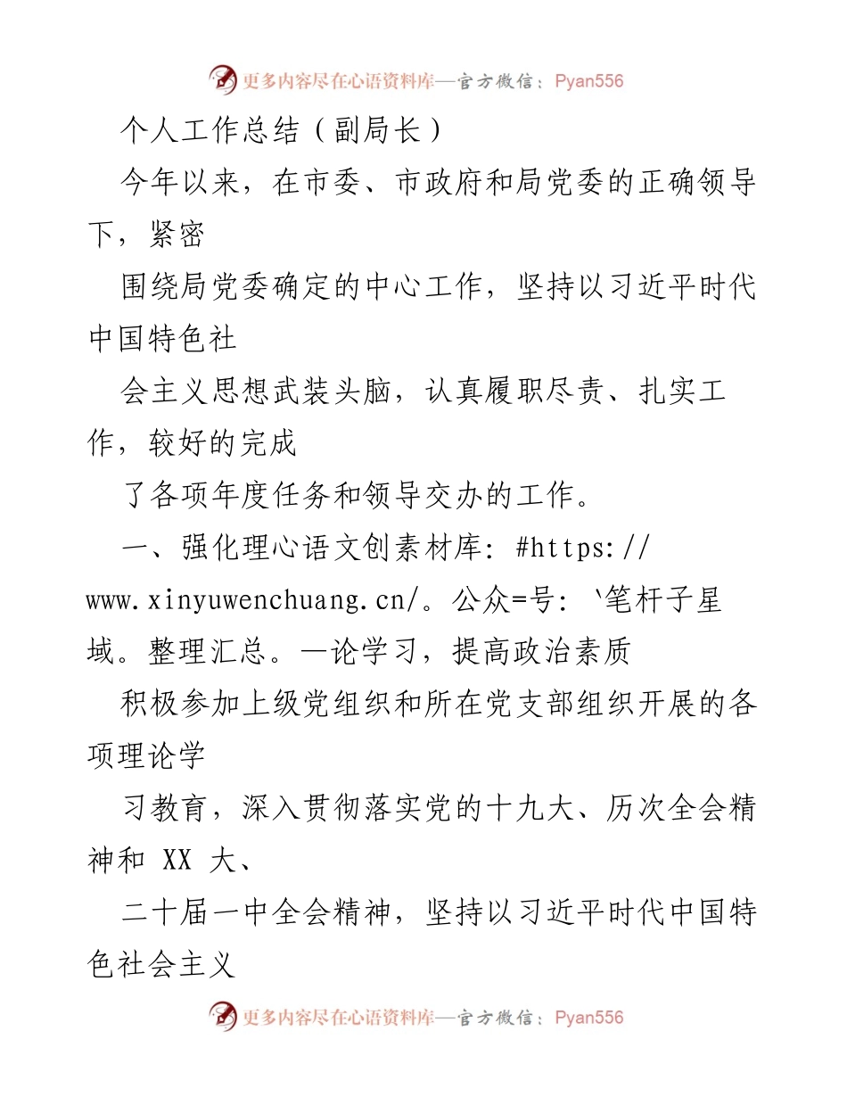 [工作总结] 年度工作回顾 - 副局长2023年度个人工作总结.docx_第1页