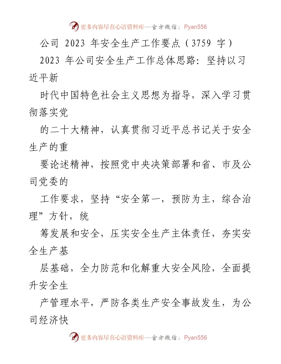 [工作总结] 安全生产工作会议 - 2023年公司安全生产工作要点与目标.docx_第1页