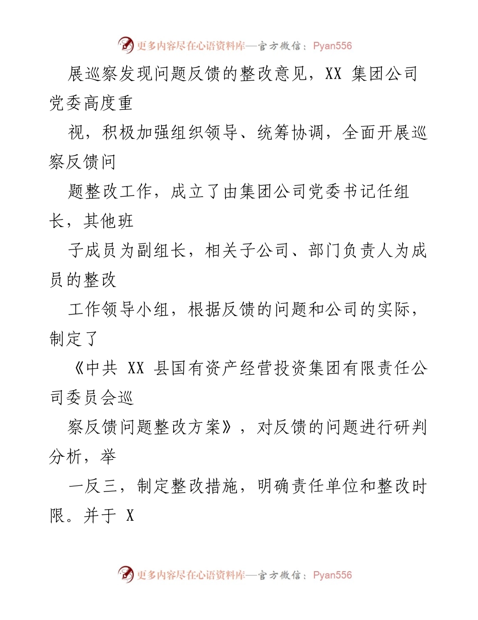[工作总结] 巡察整改 - XX集团公司党委巡察整改进展情况报告.docx_第2页