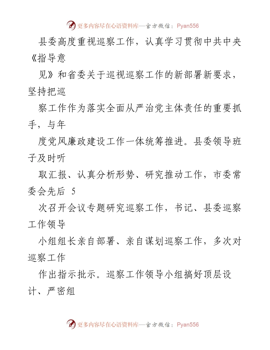 [工作总结] 巡察工作 - 2023年度县委巡察工作开展情况总结报告.docx_第2页
