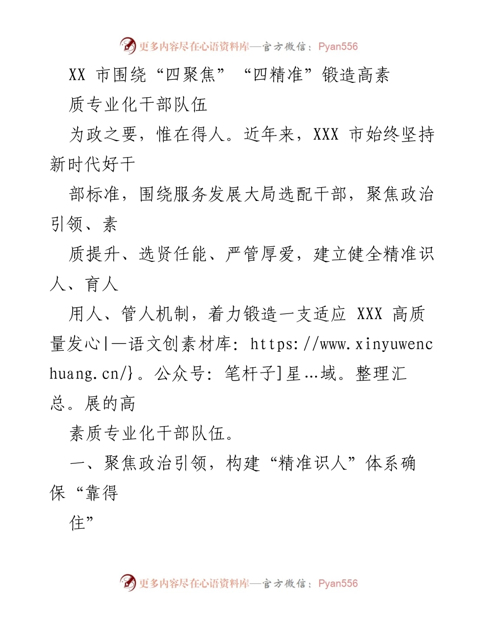 [工作总结] 干部队伍建设 - XX市高素质专业化干部队伍锻造成效分析.docx_第1页