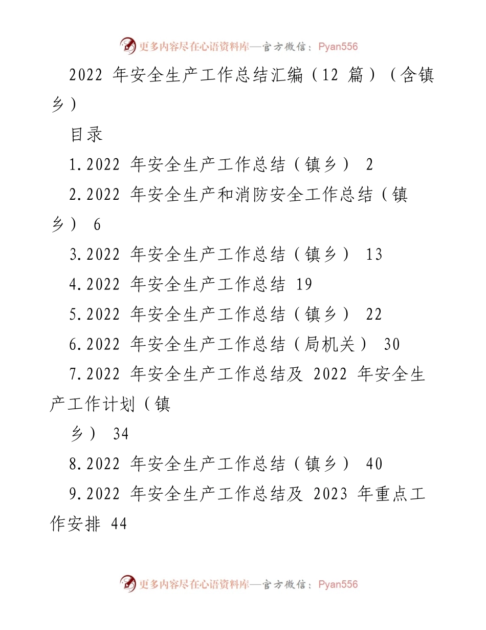 [工作总结] 安全生产 - 2022年度安全生产工作总结汇编.docx_第1页