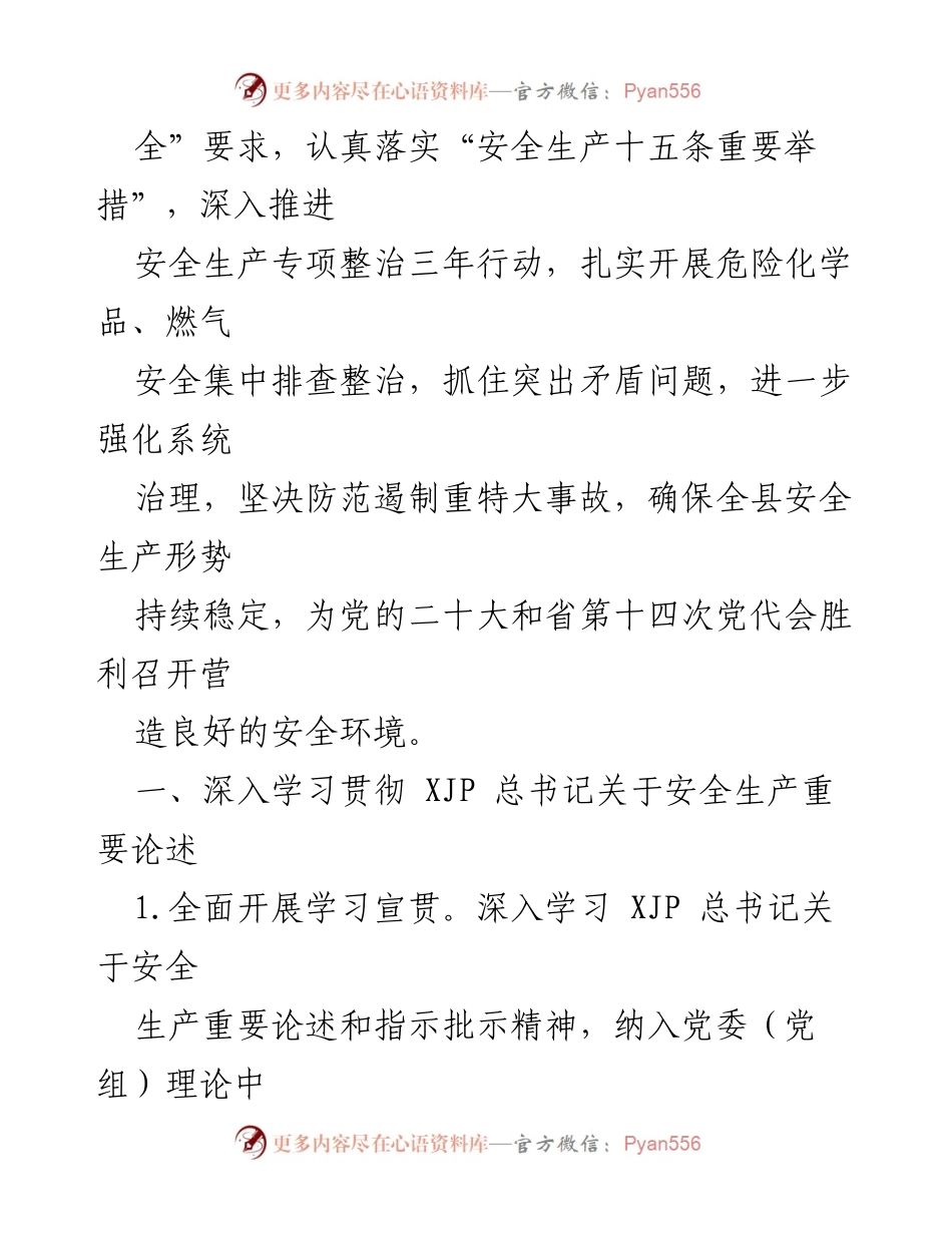 [工作总结] 安全生产 - 2022年xx县安全生产工作要点总结.docx_第2页