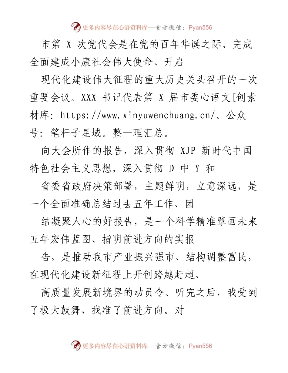 [工作总结] 市第X次党代会 - 深入贯彻产业振兴强市战略，推动高质量发展新征程.docx_第1页