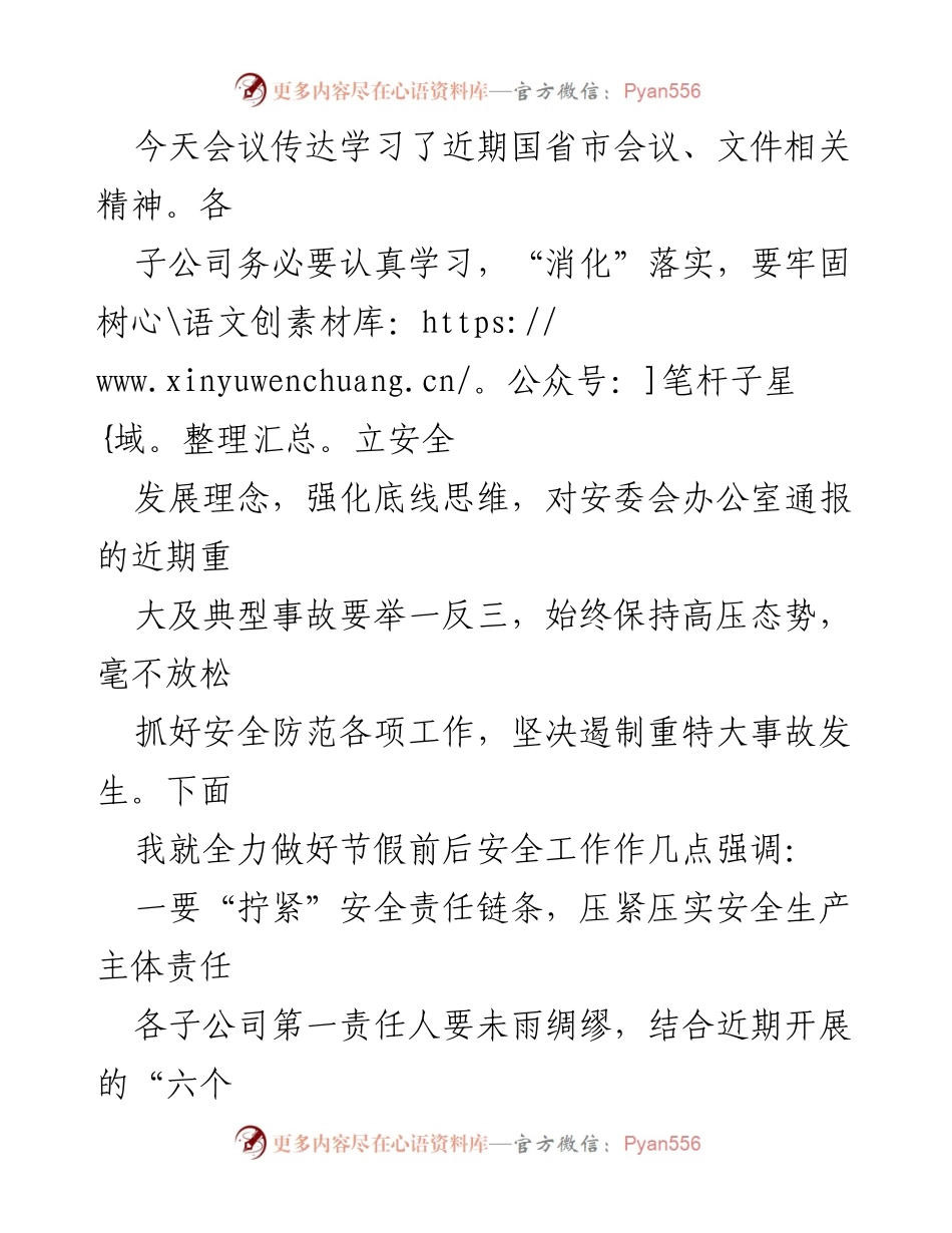 [工作总结] 安全生产会议 - 强化安全责任与风险防控措施.docx_第1页