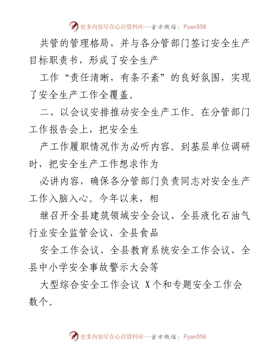 [工作总结] 安全生产工作汇报 - 副县长安全生产责任履行情况报告.docx_第2页
