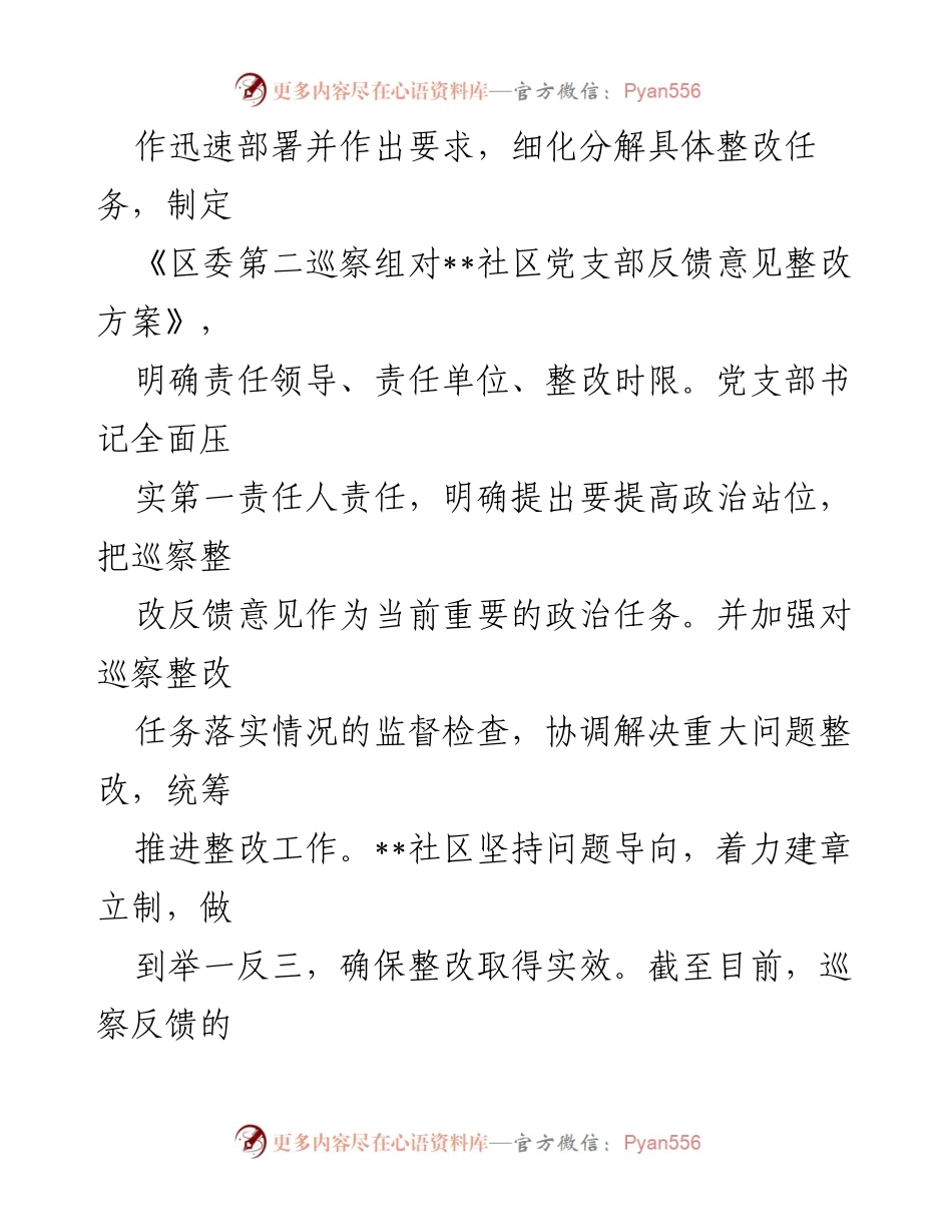 [工作总结] 巡察整改 - __社区党支部巡察整改进展情况报告__.docx_第2页