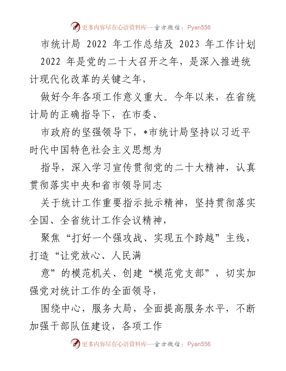 [工作总结] 市统计局 - 2022年工作总结与2023年工作计划.docx_第1页