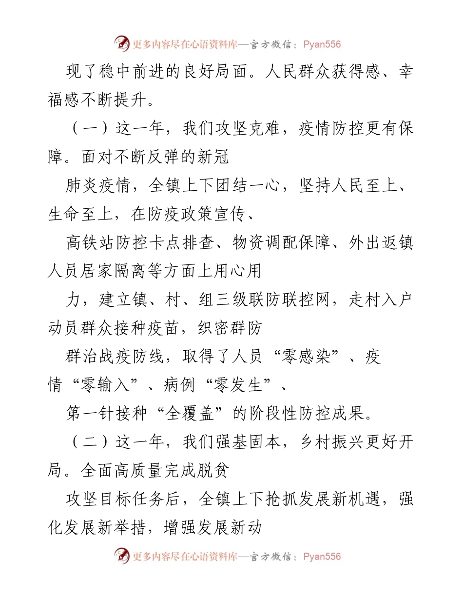 [工作总结] 年度工作总结 - XX 镇202X年工作总结与发展成果报告.docx_第2页