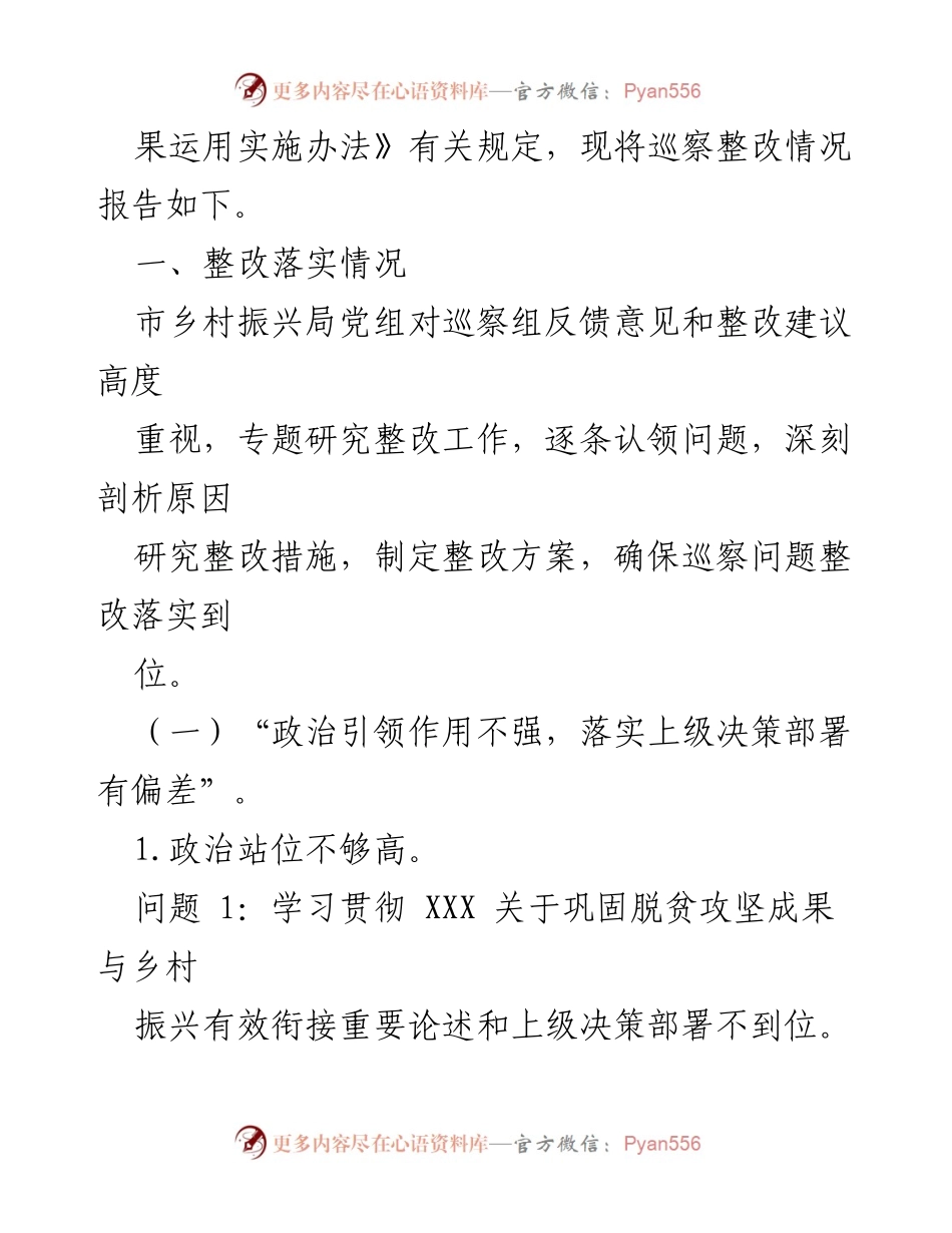 [工作总结] 巡察整改 - 2023年某市乡村振兴局巡察整改情况报告.docx_第2页