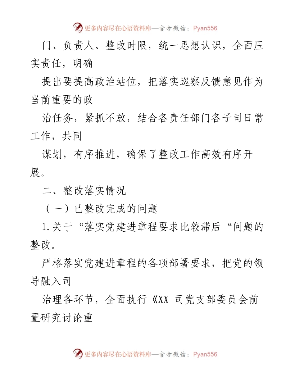 [工作总结] 巡察整改 - XX市XX司巡察整改情况报告.docx_第2页