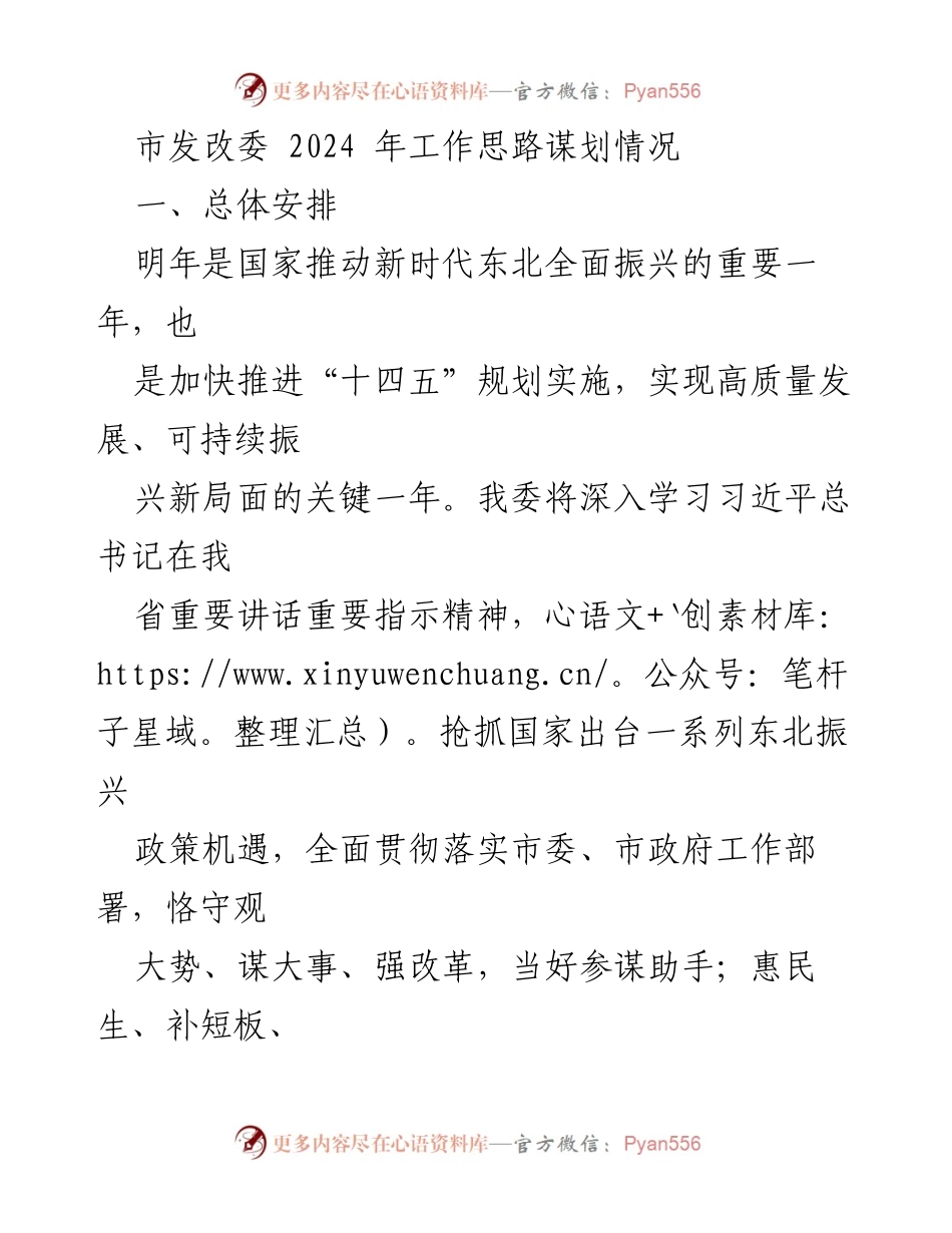[工作总结] 市发改委 - 2024年工作思路与重点任务规划.docx_第1页