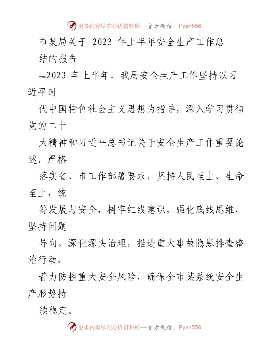 [工作总结] 安全生产 - 2023年上半年安全生产工作总结报告_6.docx_第1页