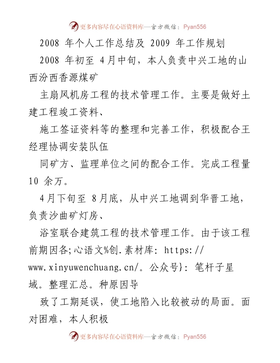 [工作总结] 年度总结 - 2008年个人工作总结与2009年工作规划.docx_第1页