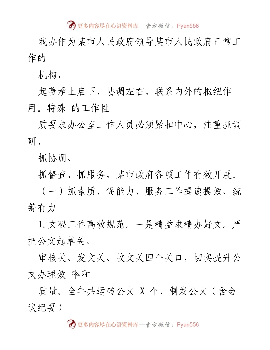 [工作总结] 年度工作汇报 - 2022年某市人民政府办公室工作总结与成效分析.docx_第2页