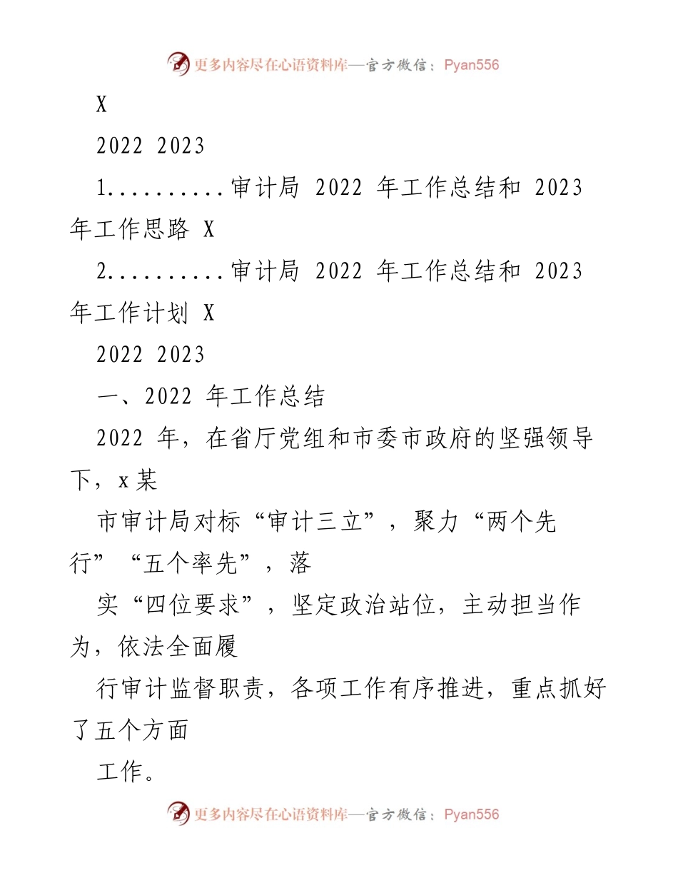 [工作总结] 审计局 - 2022年工作总结与2023年工作思路概述.docx_第1页