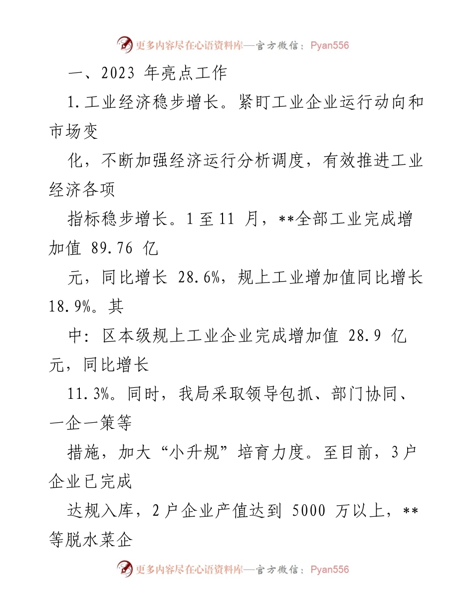 [工作总结] 年度工作总结 - 2023年县工信局亮点工作及2024年工作计划.docx_第2页