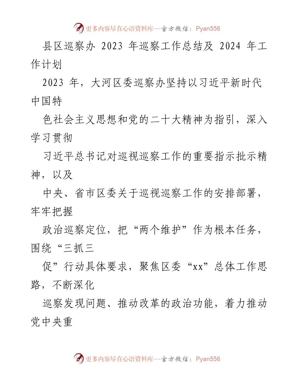 [工作总结] 巡察工作 - 2023年巡察工作总结与2024年工作计划.docx_第1页