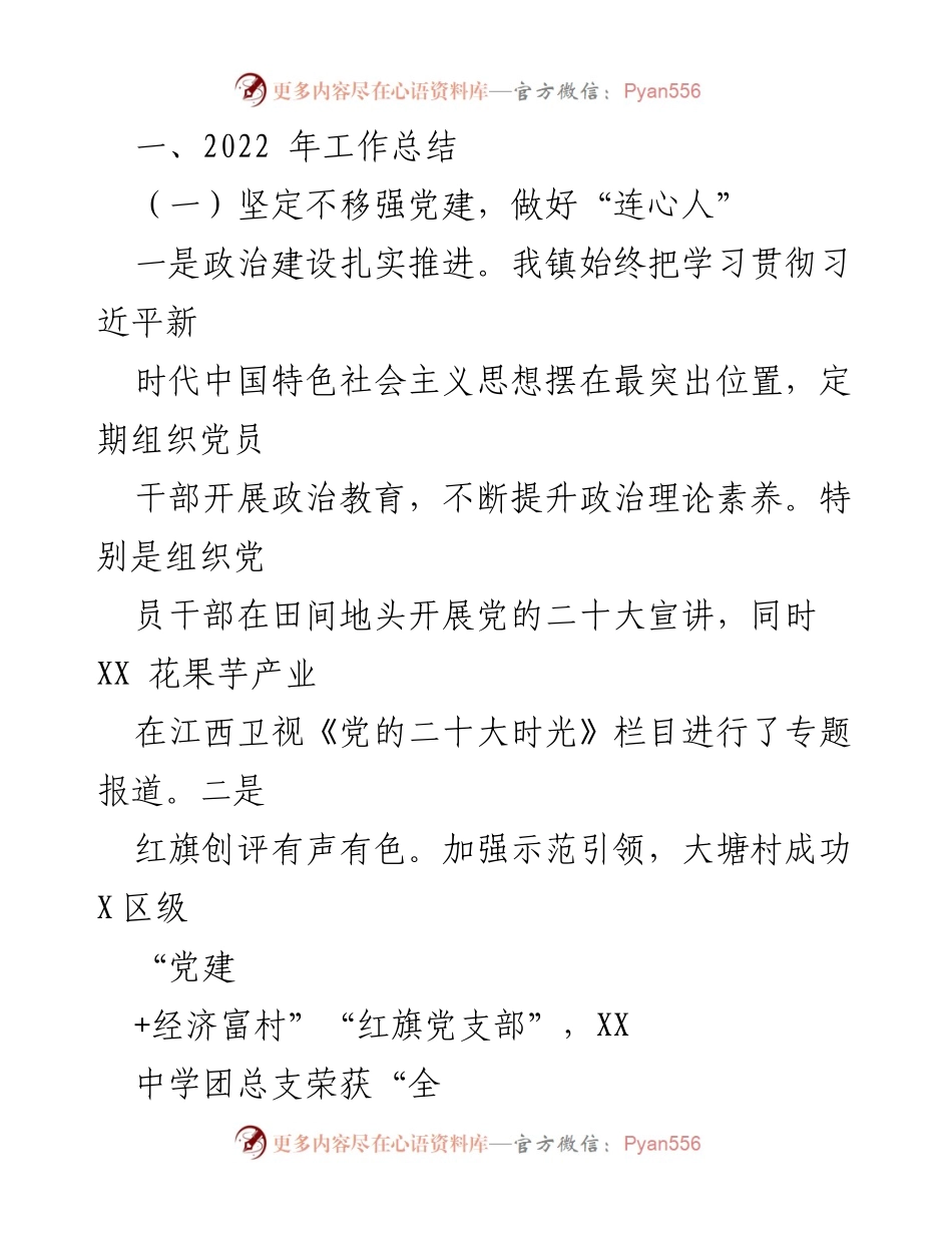 [工作总结] 年度总结 - XXX 镇2022年工作总结与2023年工作计划_2.docx_第2页