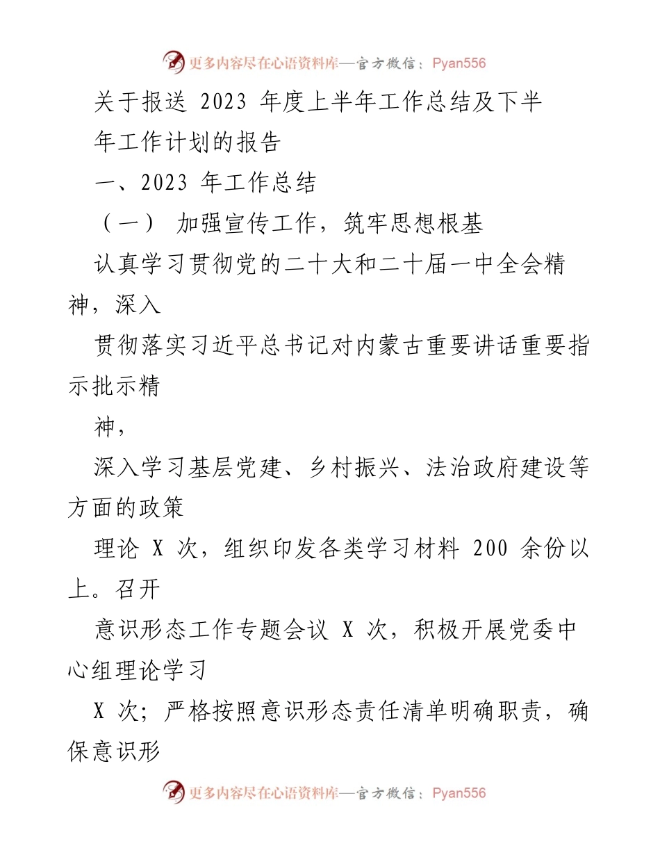 [工作总结] 年度工作汇报 - 2023年上半年工作总结及下半年工作计划报告.docx_第1页
